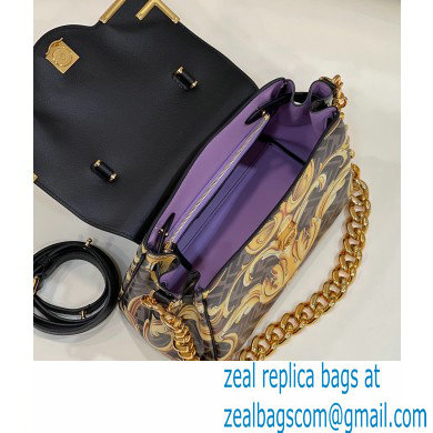 Fendi x Versace Fendace La Medusa Medium Handbag Gold Baroque print Black 2022 - Click Image to Close