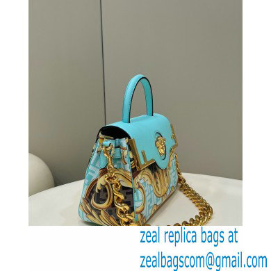 Fendi x Versace Fendace La Medusa Medium Handbag Gold Baroque print Blue 2022