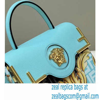 Fendi x Versace Fendace La Medusa Medium Handbag Gold Baroque print Blue 2022