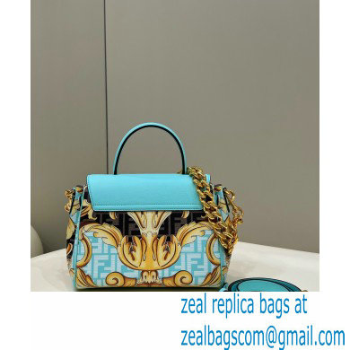 Fendi x Versace Fendace La Medusa Medium Handbag Gold Baroque print Blue 2022