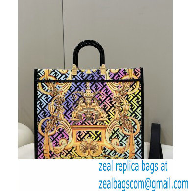 Fendi x Versace Sunshine Large Shopper Tote Bag Fendace Printed FF Fabric Gold Baroque print 2022