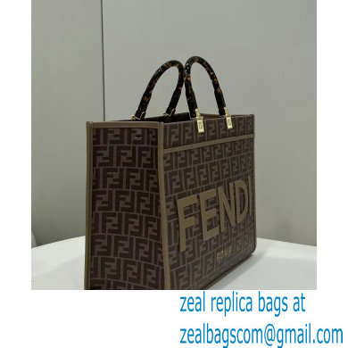 Fendi x Versace Sunshine Medium Shopper Bag Fendace Printed FF Fabric Brown 2022 - Click Image to Close