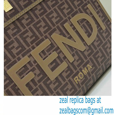 Fendi x Versace Sunshine Medium Shopper Bag Fendace Printed FF Fabric Brown 2022 - Click Image to Close