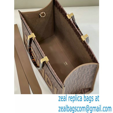 Fendi x Versace Sunshine Medium Shopper Bag Fendace Printed FF Fabric Brown 2022 - Click Image to Close