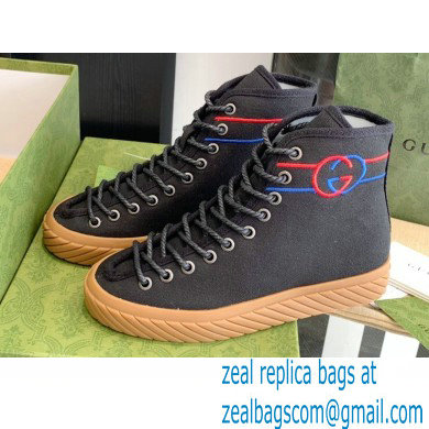 Gucci Cotton Canvas Interlocking G high-top sneakers Black 2022 - Click Image to Close