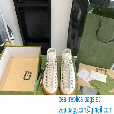 Gucci Cotton Canvas Interlocking G high-top sneakers White 2022 - Click Image to Close