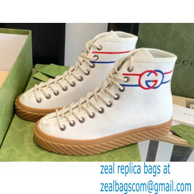 Gucci Cotton Canvas Interlocking G high-top sneakers White 2022 - Click Image to Close