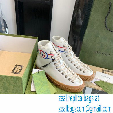 Gucci Cotton Canvas Interlocking G high-top sneakers White 2022 - Click Image to Close