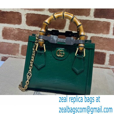 Gucci Diana lizard mini Top Handle bag 675800 Dark Green 2022