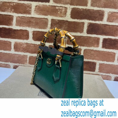 Gucci Diana lizard mini Top Handle bag 675800 Dark Green 2022