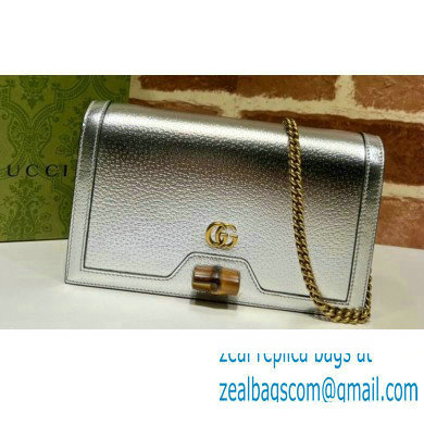 Gucci Diana mini bag with bamboo 696817 Silver 2022