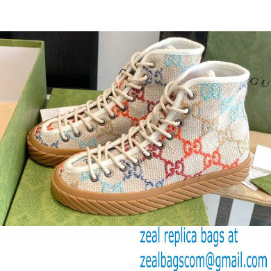 Gucci GG canvas high-top sneakers White/Multicolor 2022 - Click Image to Close