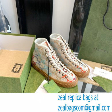 Gucci GG canvas high-top sneakers White/Multicolor 2022 - Click Image to Close