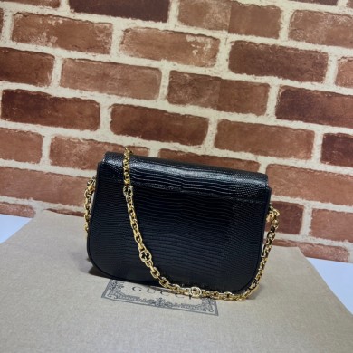 Gucci Horsebit 1955 lizard mini Shoulder bag 675801 Black 2022
