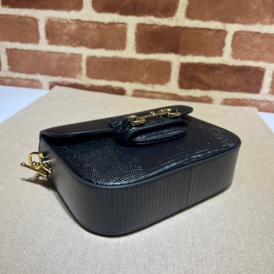 Gucci Horsebit 1955 lizard mini Shoulder bag 675801 Black 2022