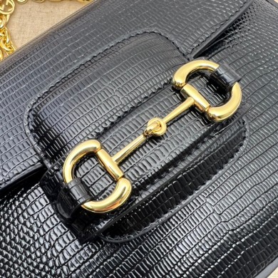 Gucci Horsebit 1955 lizard mini Shoulder bag 675801 Black 2022