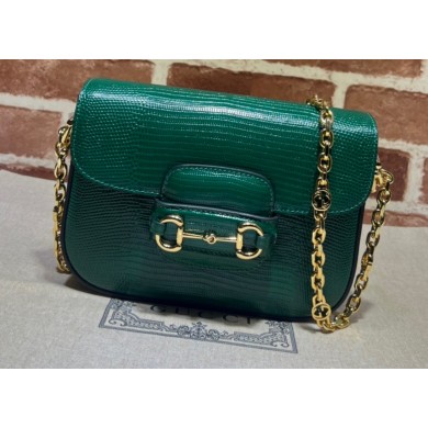 Gucci Horsebit 1955 lizard mini Shoulder bag 675801 Dark Green 2022