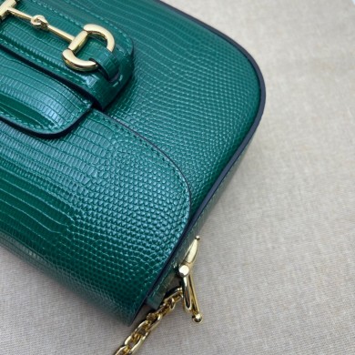 Gucci Horsebit 1955 lizard mini Shoulder bag 675801 Dark Green 2022