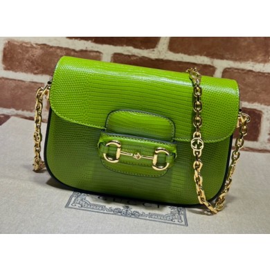Gucci Horsebit 1955 lizard mini Shoulder bag 675801 Grass green 2022