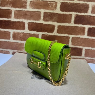 Gucci Horsebit 1955 lizard mini Shoulder bag 675801 Grass green 2022