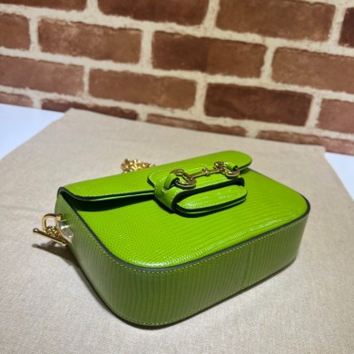 Gucci Horsebit 1955 lizard mini Shoulder bag 675801 Grass green 2022