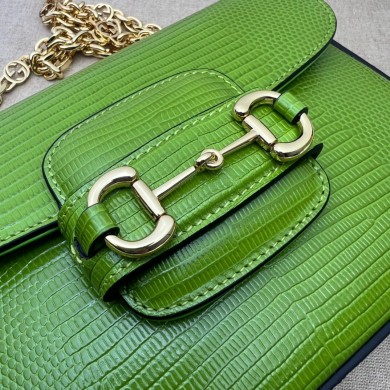 Gucci Horsebit 1955 lizard mini Shoulder bag 675801 Grass green 2022