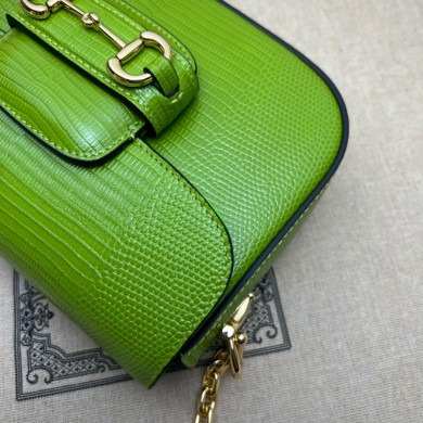 Gucci Horsebit 1955 lizard mini Shoulder bag 675801 Grass green 2022