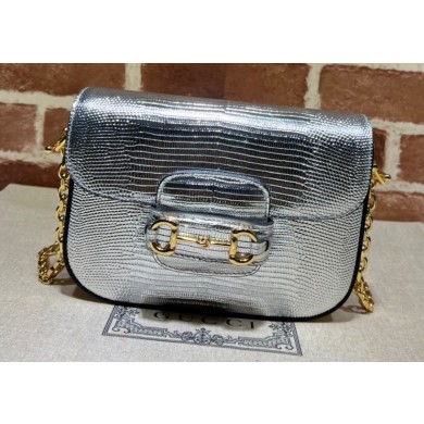 Gucci Horsebit 1955 lizard mini Shoulder bag 675801 Silver 2022