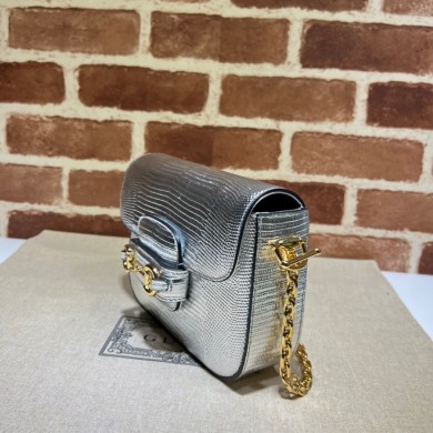Gucci Horsebit 1955 lizard mini Shoulder bag 675801 Silver 2022