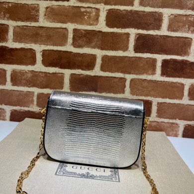 Gucci Horsebit 1955 lizard mini Shoulder bag 675801 Silver 2022