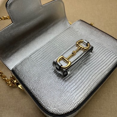 Gucci Horsebit 1955 lizard mini Shoulder bag 675801 Silver 2022