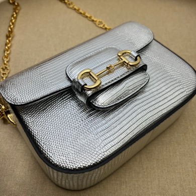 Gucci Horsebit 1955 lizard mini Shoulder bag 675801 Silver 2022