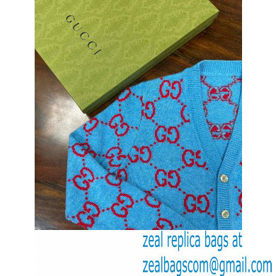 Gucci gg cashmere cardigan blue 2022 - Click Image to Close