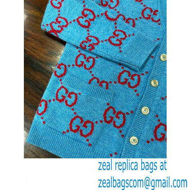 Gucci gg cashmere cardigan blue 2022
