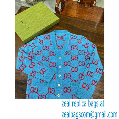 Gucci gg cashmere cardigan blue 2022
