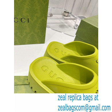 Gucci perforated GG rubber platform slip-on sandals Limi Green 2022 - Click Image to Close