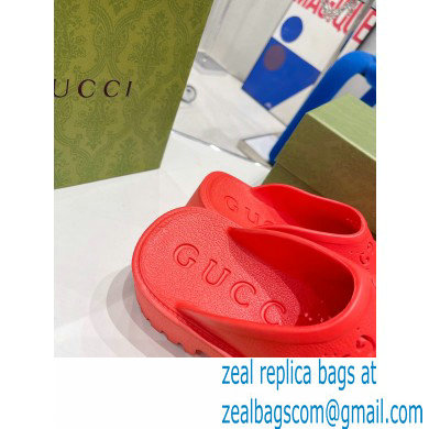 Gucci perforated GG rubber platform slip-on sandals Red 2022