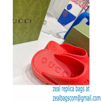Gucci perforated GG rubber platform slip-on sandals Red 2022