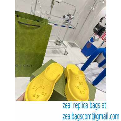 Gucci perforated GG rubber platform slip-on sandals Yellow 2022