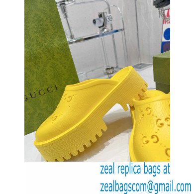 Gucci perforated GG rubber platform slip-on sandals Yellow 2022 - Click Image to Close