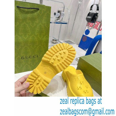 Gucci perforated GG rubber platform slip-on sandals Yellow 2022