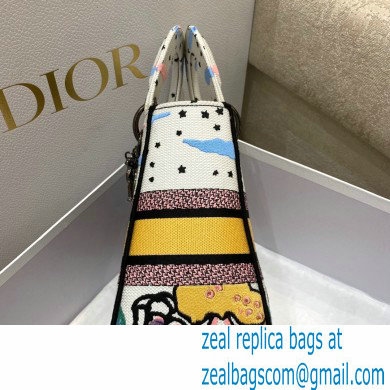 Lady Dior Medium D-Lite Bag in Latte Ciel de Reve Embroidery 2022 - Click Image to Close