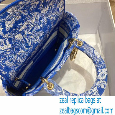 Lady Dior Medium D-Lite Bag in Toile de Jouy Reverse Embroidery Fluorescent Blue 2022