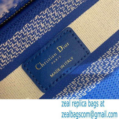 Lady Dior Medium D-Lite Bag in Toile de Jouy Reverse Embroidery Fluorescent Blue 2022