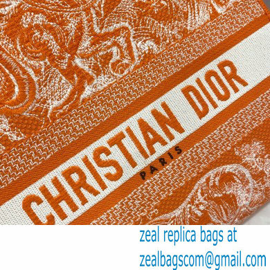 Lady Dior Medium D-Lite Bag in Toile de Jouy Reverse Embroidery Fluorescent Orange 2022 - Click Image to Close