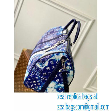 Louis Vuitton Keepall 50B Bag M20558 Blue Monogram Bandana Print