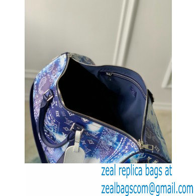Louis Vuitton Keepall 50B Bag M20558 Blue Monogram Bandana Print