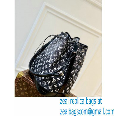 Louis Vuitton Petit Noe Bucket Bag Denim Black