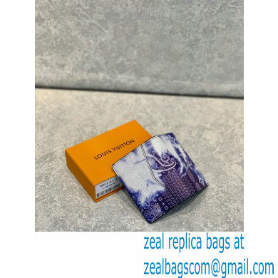 Louis Vuitton Pocket Organizer Wallet M81413 Blue Monogram Bandana Print