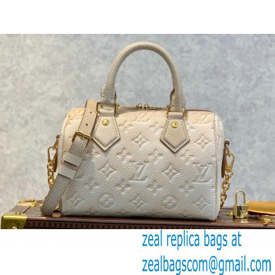 Louis Vuitton Sprayed and embossed grained cowhide leather Speedy Bandoulière 20 Bag M46163 Pale Beige - Click Image to Close